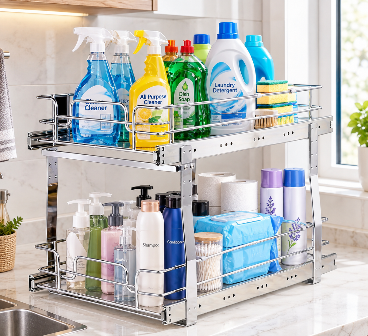 2-Tier Wire Pull-Out Organizer