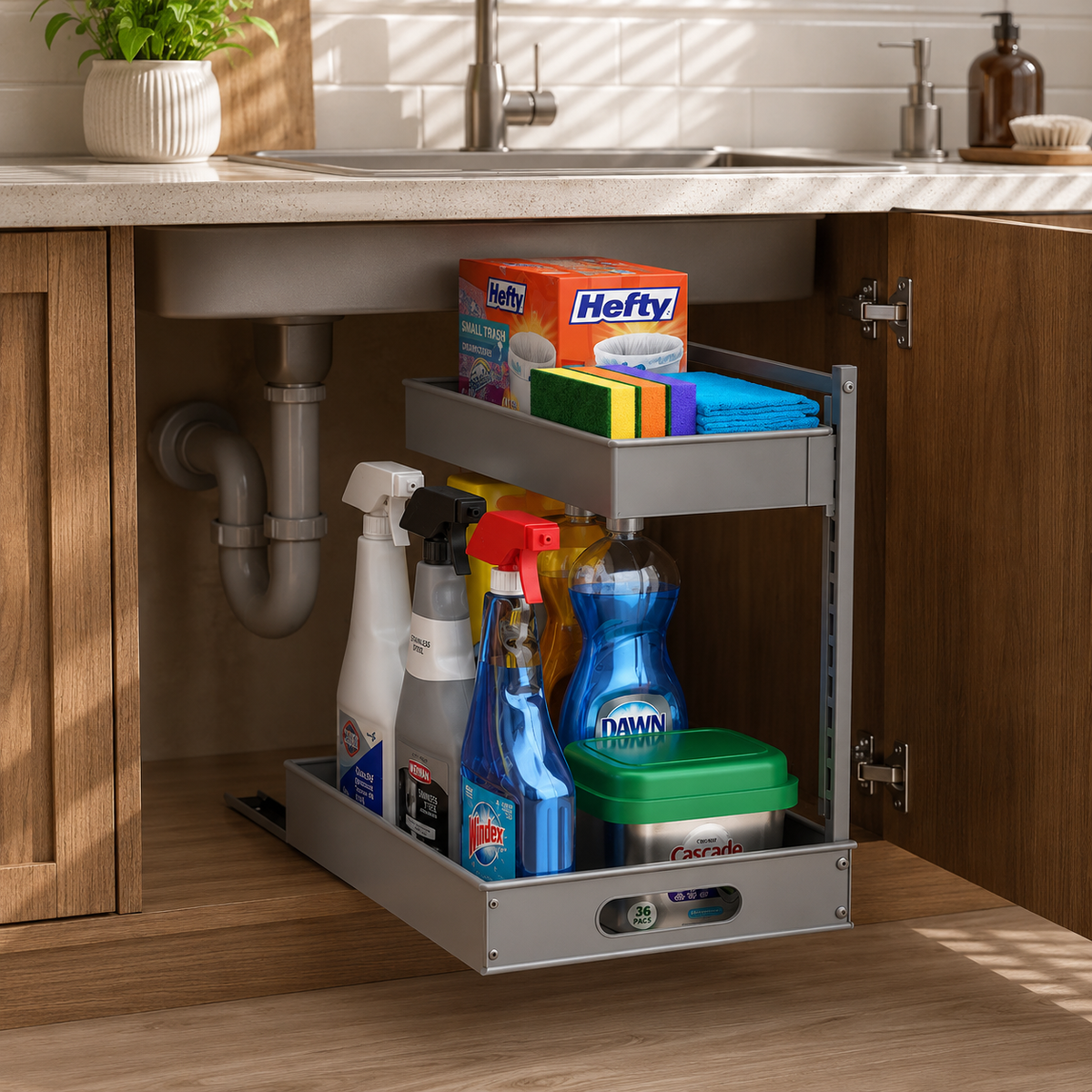 2-Tier Sliding Storage Rack