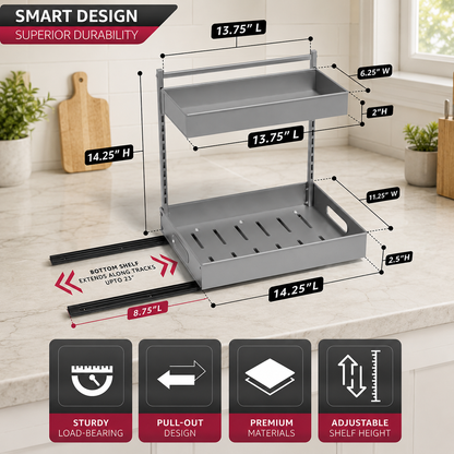 2-Tier Sliding Storage Rack