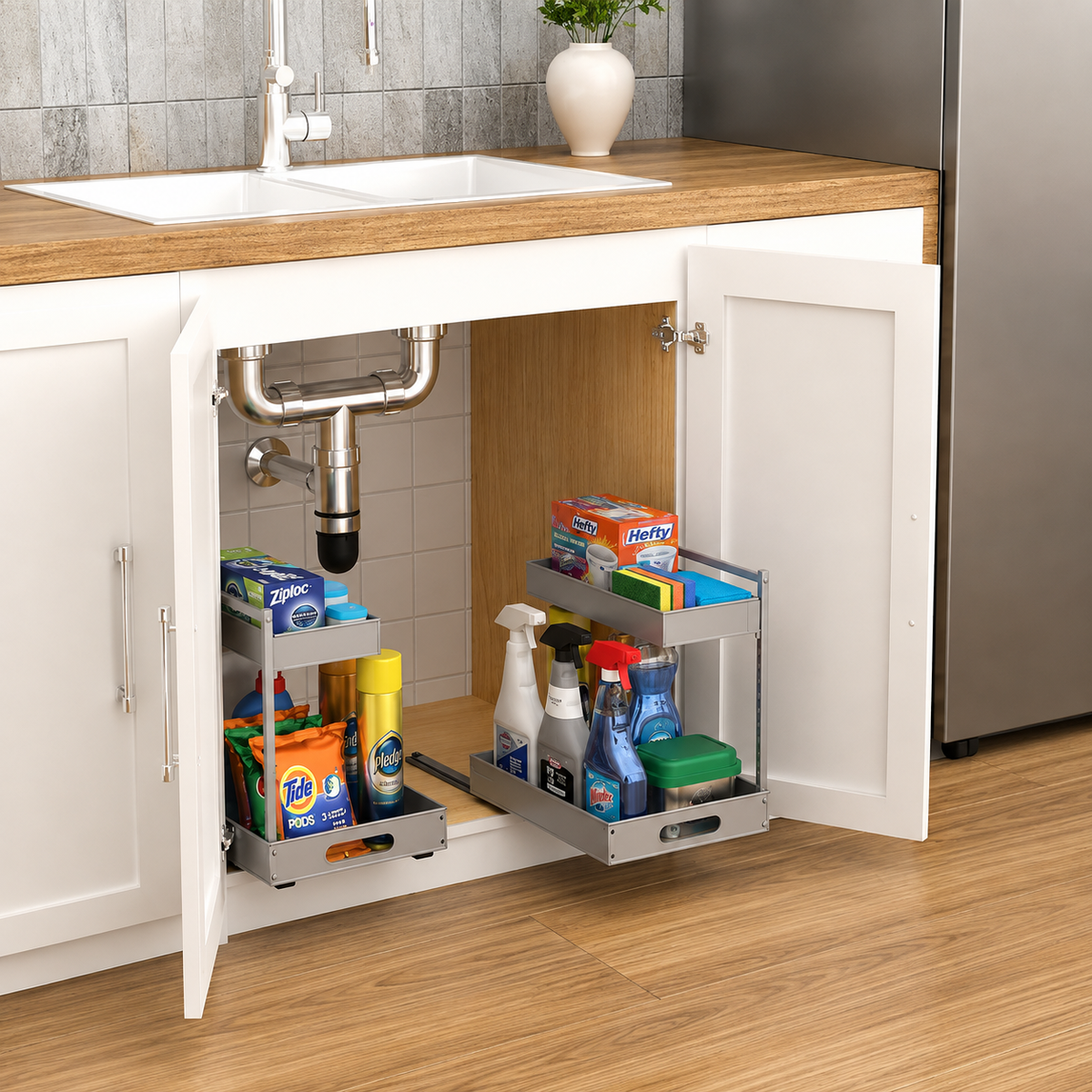 2-Tier Sliding Storage Rack